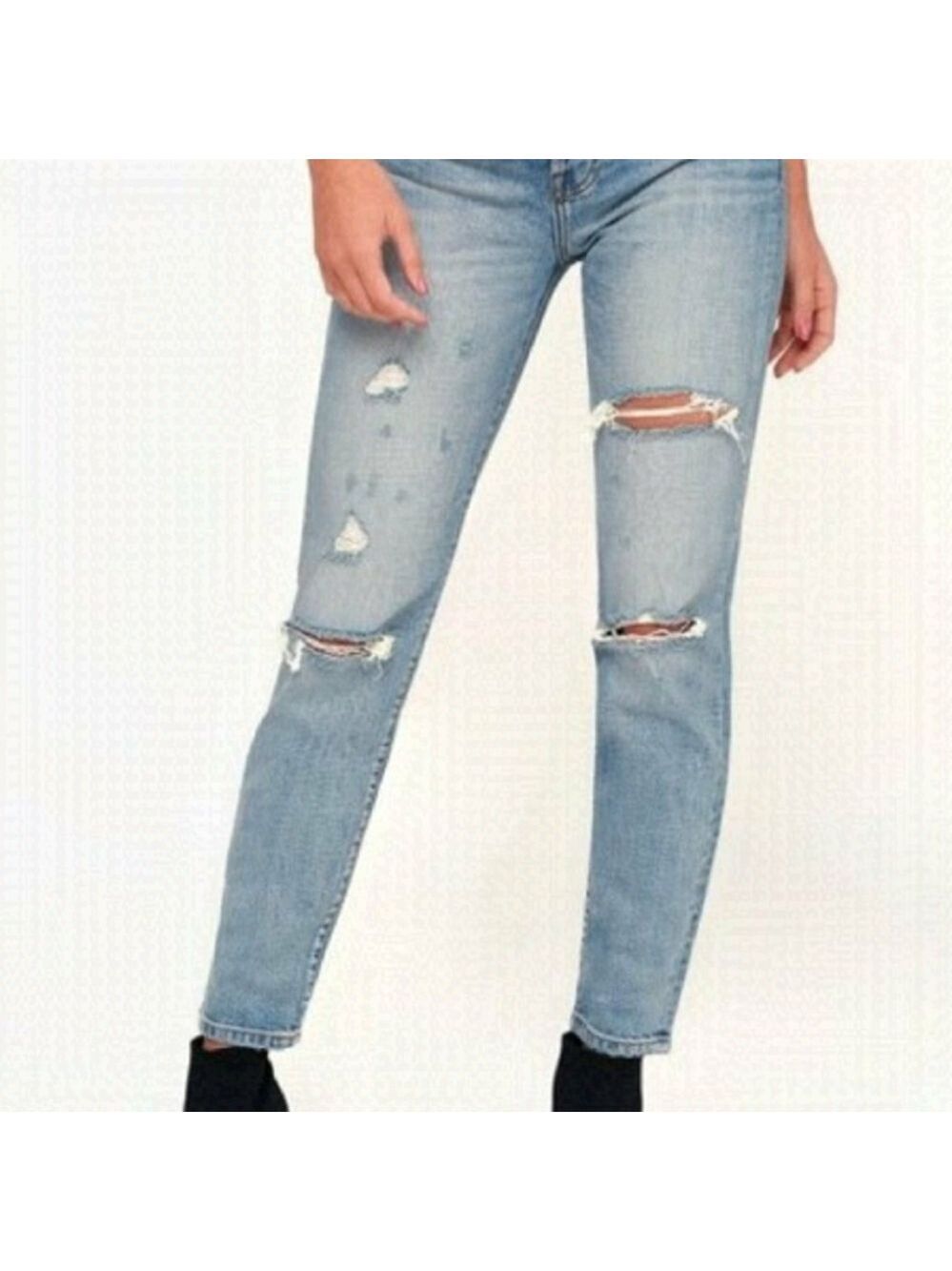 𝅺pistola Distressed Nico High Rise Mom Light Wash Jeans Size 29